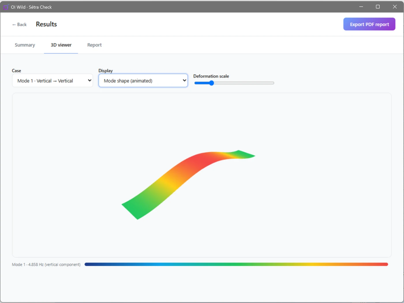 Sétra Check — 3D viewer with animated mode shape